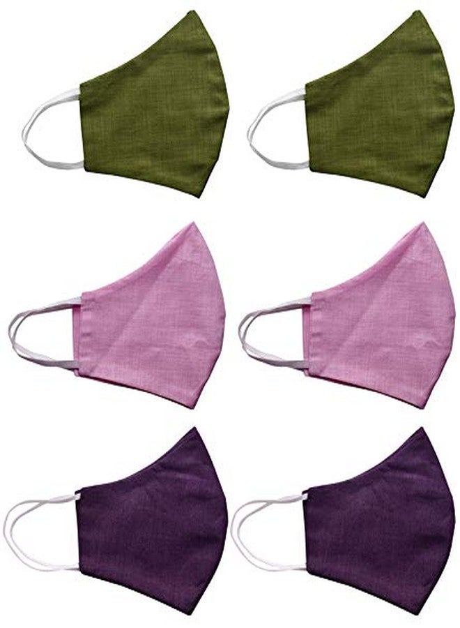 KUNDAN Pure Cotton Reusable Washable Anti Pollution 3 Layer Face Mask (Pack Of 6 Mask) - Image 1